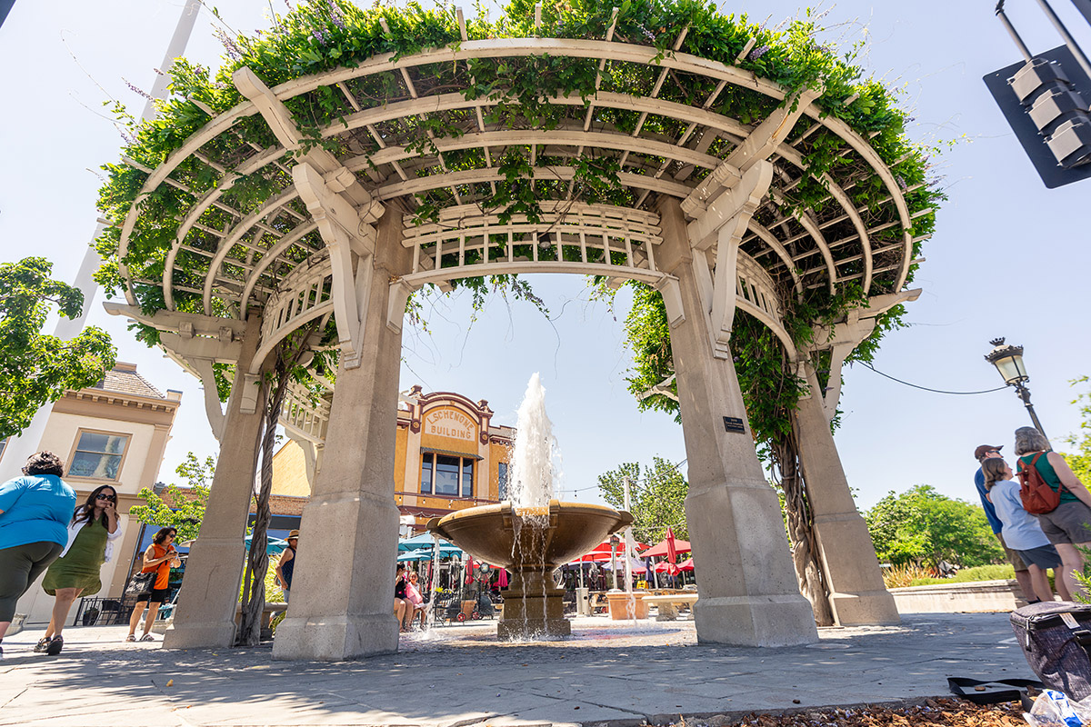 Fountain in downtown Livermore, CA near Legacy at Livermore apartments.