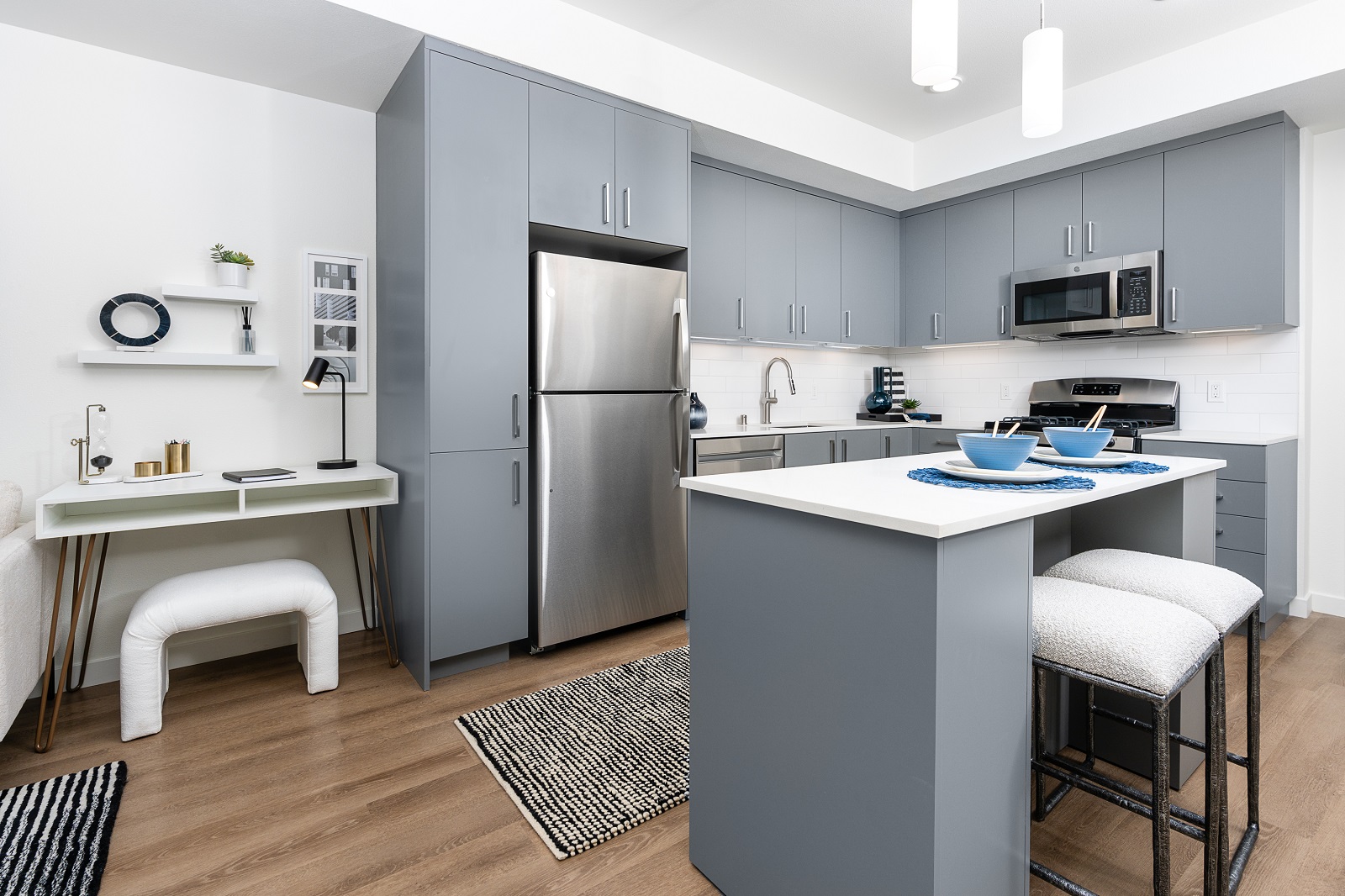Legacy at Livermore kitchen and study area at apartments in Livermore CA.