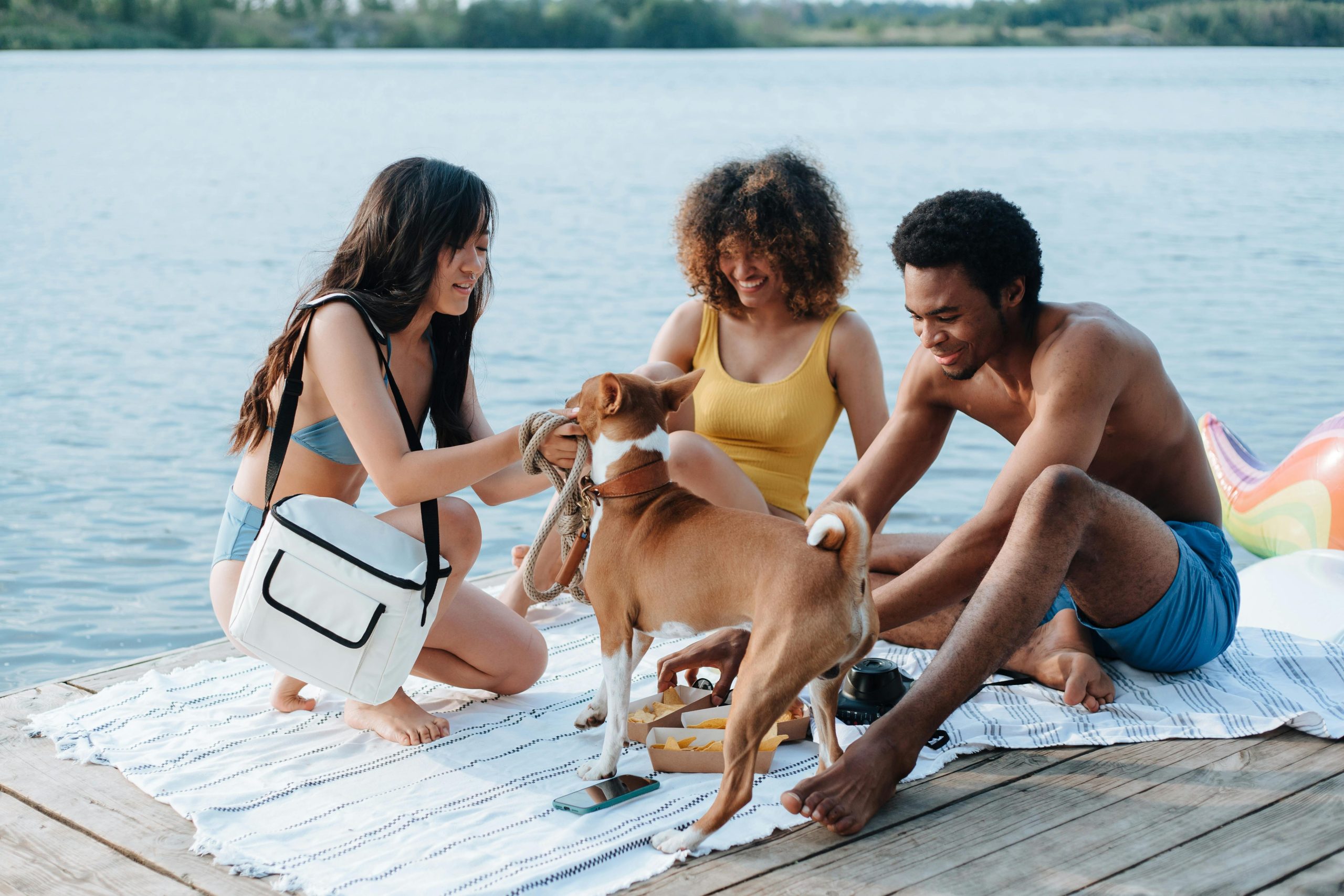 Friends enjoying summer fun at a lake in the Tri-Valley area, CA.